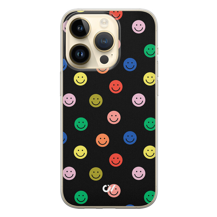 Casevibes iPhone 14 Pro hoesje siliconen - Retro Smileys