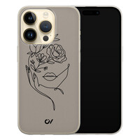 Casevibes iPhone 14 Pro hoesje siliconen - Oneline Face Flower