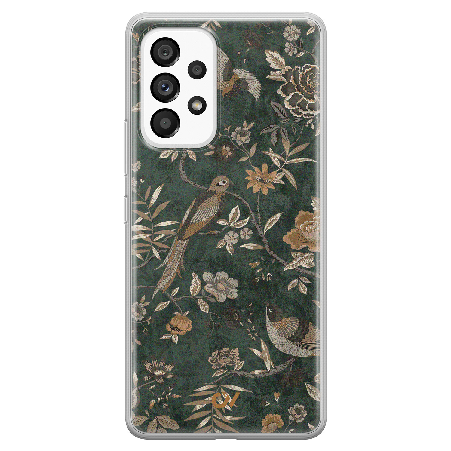 Casevibes Samsung Galaxy A53 hoesje siliconen - Khaki Golden Flowers