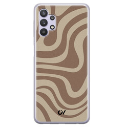 Casevibes Samsung Galaxy A32 5G hoesje siliconen - Brown Abstract Waves