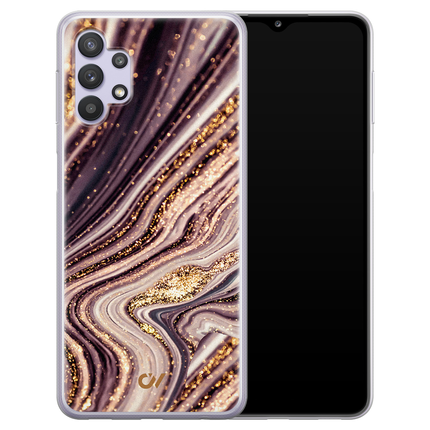 Casevibes Samsung Galaxy A32 5G hoesje siliconen - Golden Pink Marble