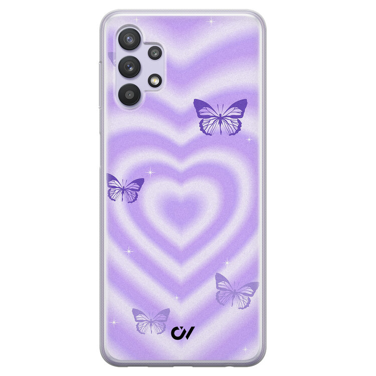 Casevibes Samsung Galaxy A32 5G hoesje siliconen - Retro Hart Vlinder