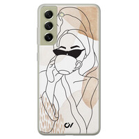 Casevibes Samsung Galaxy S21 FE hoesje siliconen - Line Art Girl