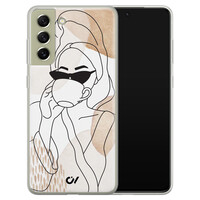Casevibes Samsung Galaxy S21 FE hoesje siliconen - Line Art Girl