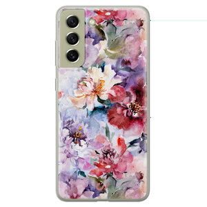 Casevibes Samsung Galaxy S21 FE hoesje siliconen - Bloemen Acryl