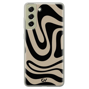 Casevibes Samsung Galaxy S21 FE hoesje siliconen - Abstract Black Waves
