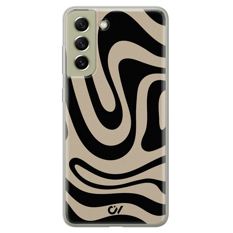 Casevibes Samsung Galaxy S21 FE hoesje siliconen - Abstract Black Waves