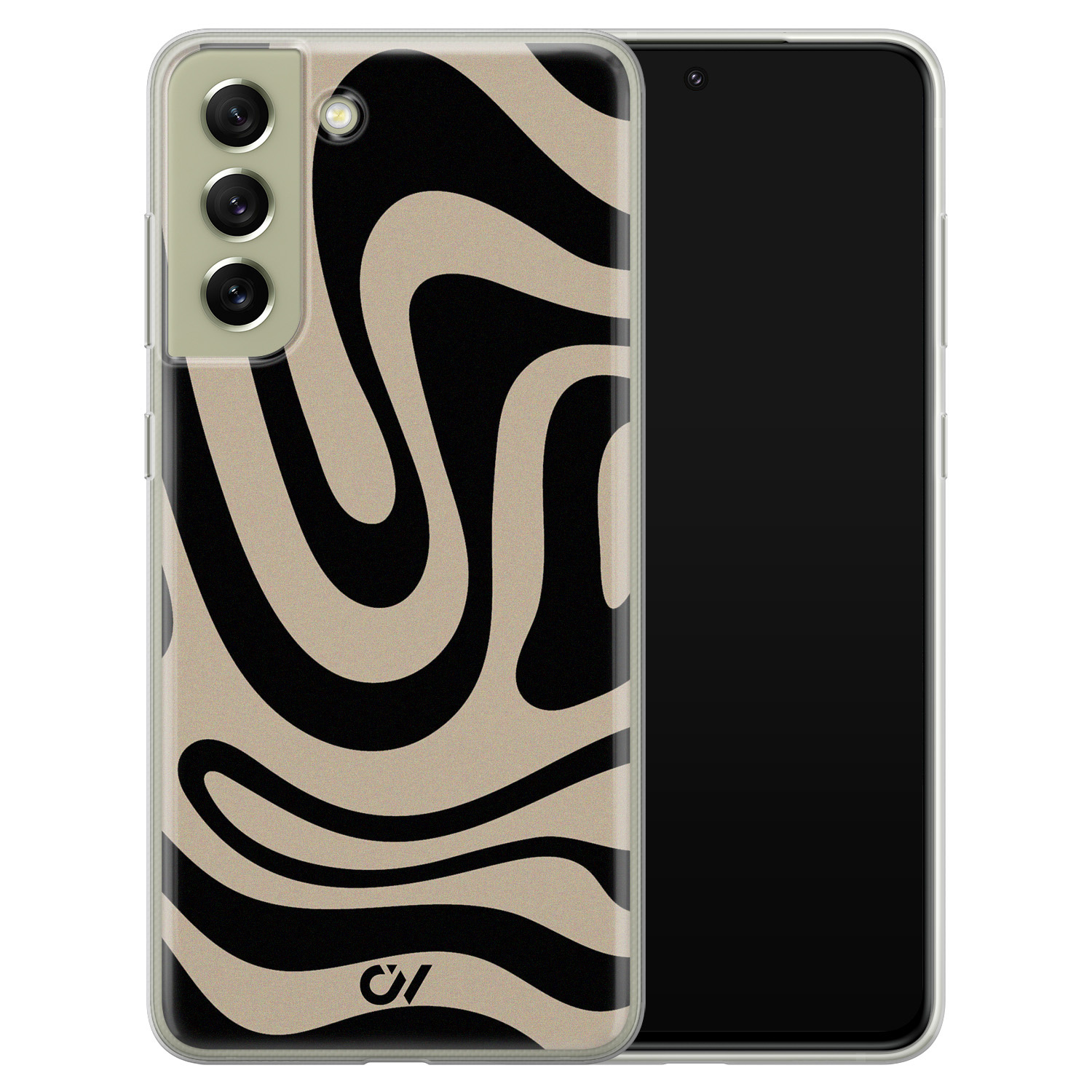 Casevibes Samsung Galaxy S21 FE  hoesje siliconen - Abstract Black Waves