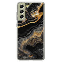 Casevibes Samsung Galaxy S21 FE hoesje siliconen - Marble Golden Black