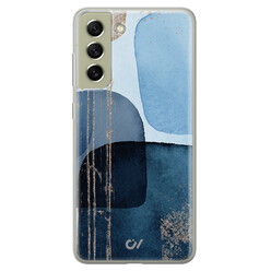 Casevibes Samsung Galaxy S21 FE hoesje siliconen - Blue Abstract Shapes