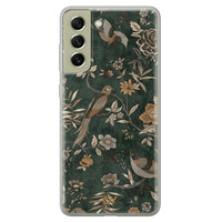 Casevibes Samsung Galaxy S21 FE  hoesje siliconen - Khaki Golden Flowers