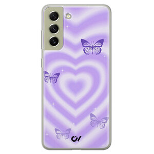 Casevibes Samsung Galaxy S21 FE hoesje siliconen - Retro Hart Vlinder