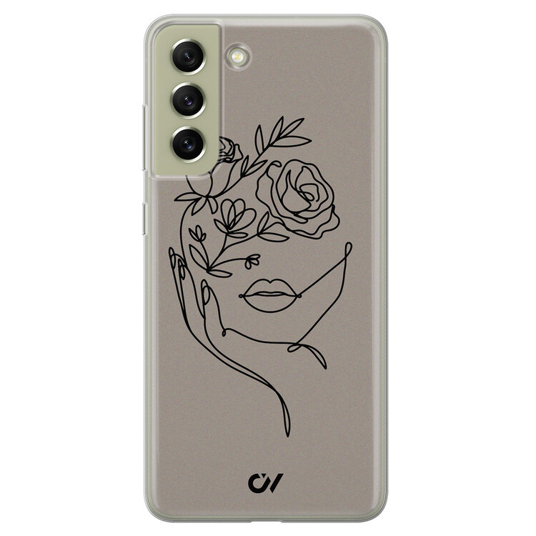Casevibes Samsung Galaxy S21 FE hoesje siliconen - Oneline Face Flower