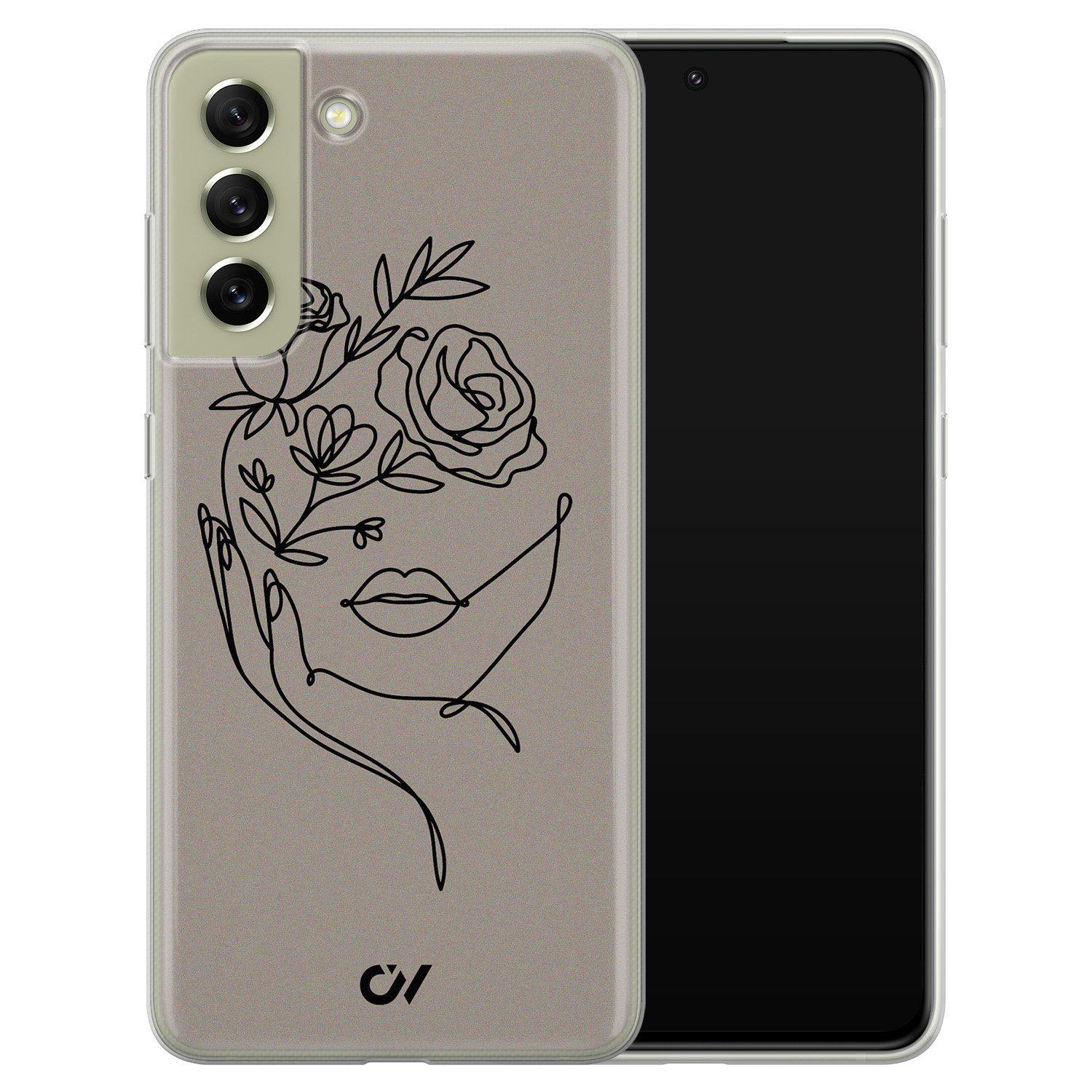 Casevibes Samsung Galaxy S21 FE  hoesje siliconen - Oneline Face Flower