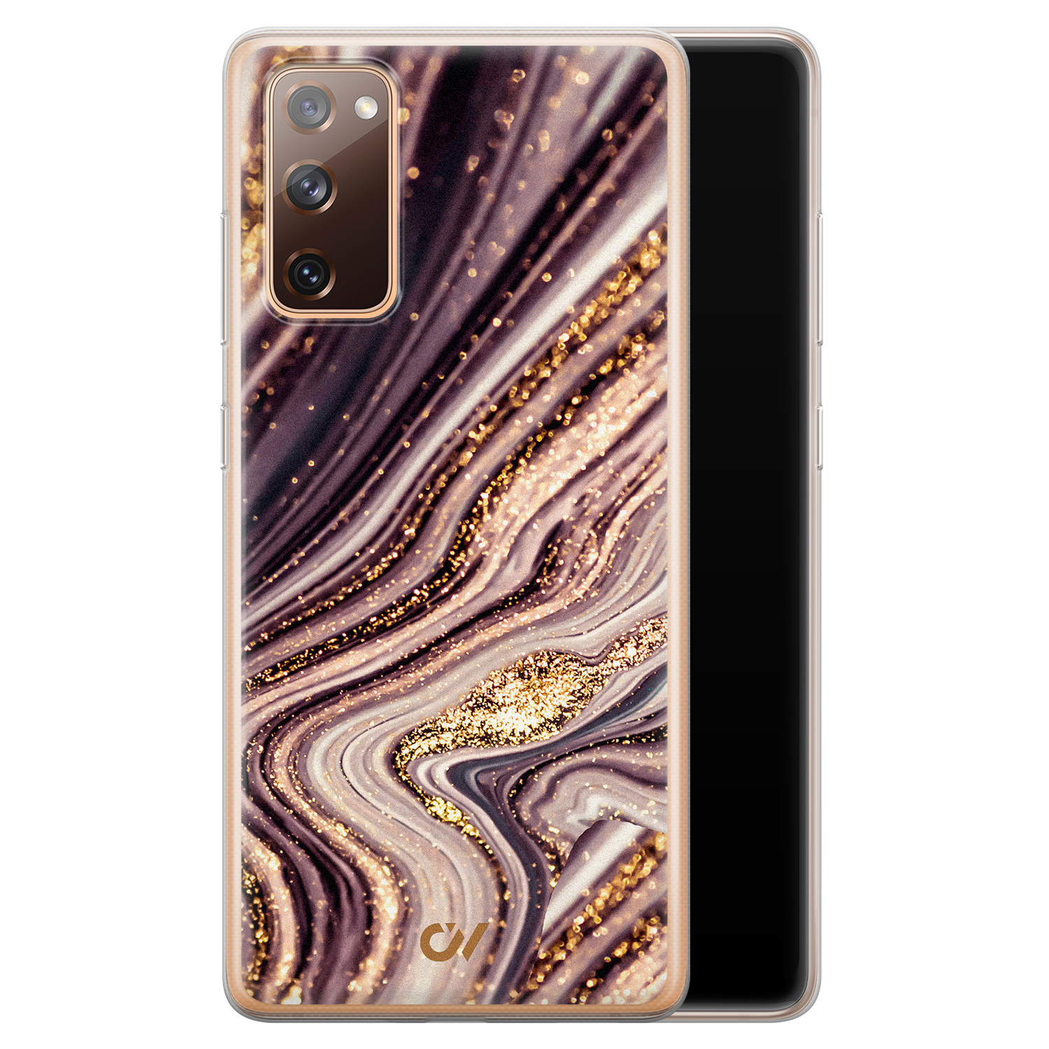 Casevibes Samsung Galaxy S20 FE hoesje siliconen - Golden Pink Marble