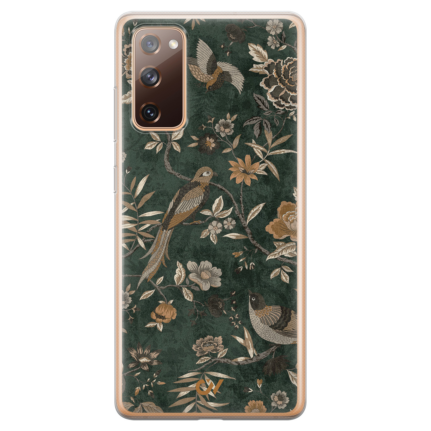 Casevibes Samsung Galaxy S20 FE hoesje siliconen - Khaki Golden Flowers