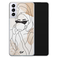 Casevibes Samsung Galaxy S21 hoesje siliconen - Line Art Girl