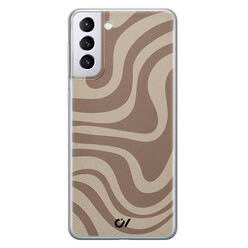 Casevibes Samsung Galaxy S21 hoesje siliconen - Brown Abstract Waves