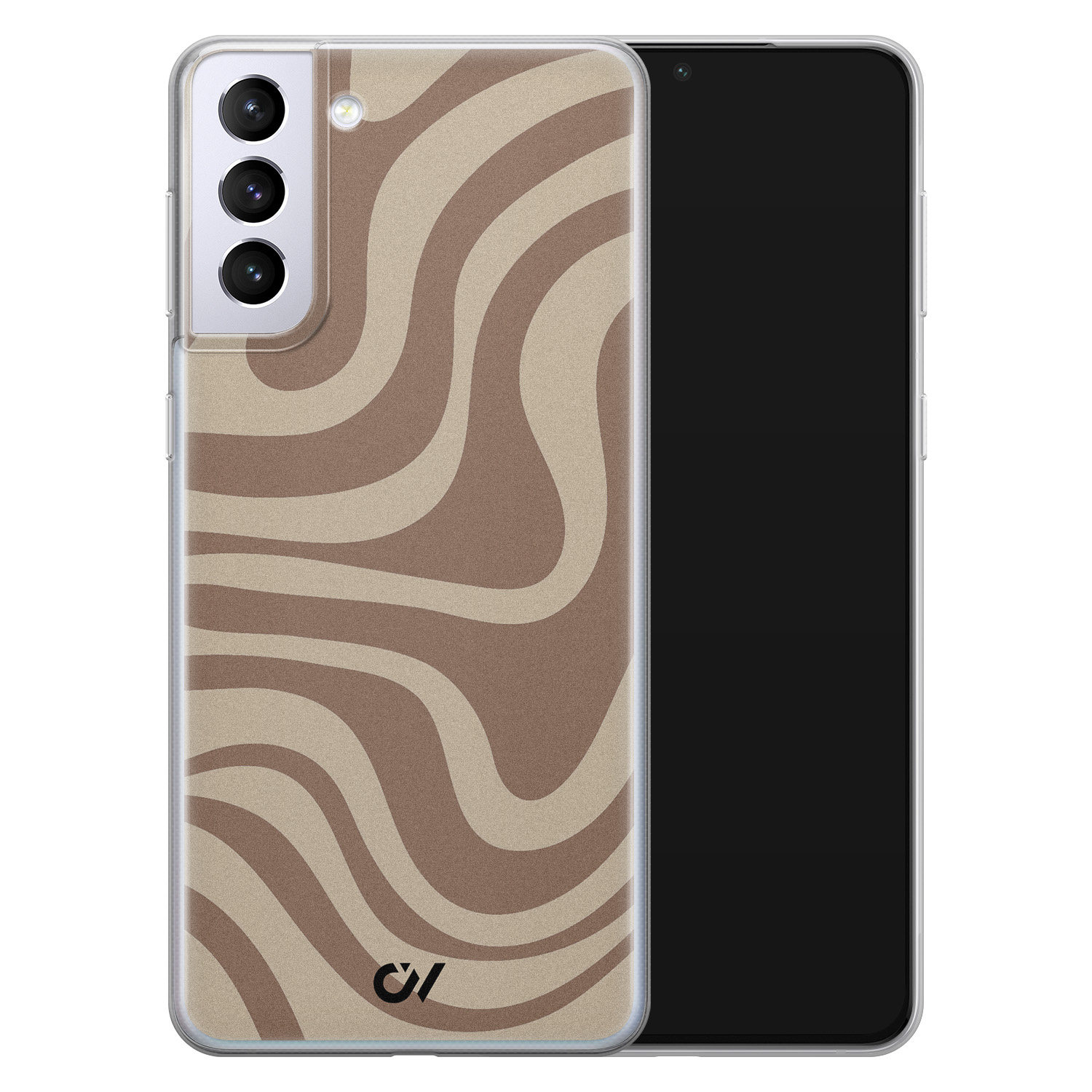 Casevibes Samsung Galaxy S21 hoesje siliconen - Brown Abstract Waves