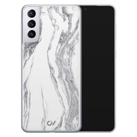 Casevibes Samsung Galaxy S21 hoesje siliconen - Marble Ivory