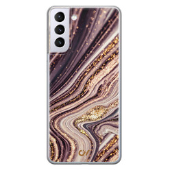 Casevibes Samsung Galaxy S21 hoesje siliconen - Golden Pink Marble