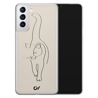 Casevibes Samsung Galaxy S21 hoesje siliconen - Oneline Cat