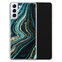 Casevibes Samsung Galaxy S21 hoesje siliconen - Blue Marble Waves