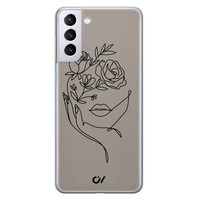 Casevibes Samsung Galaxy S21 hoesje siliconen - Oneline Face Flower