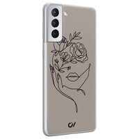 Casevibes Samsung Galaxy S21 hoesje siliconen - Oneline Face Flower