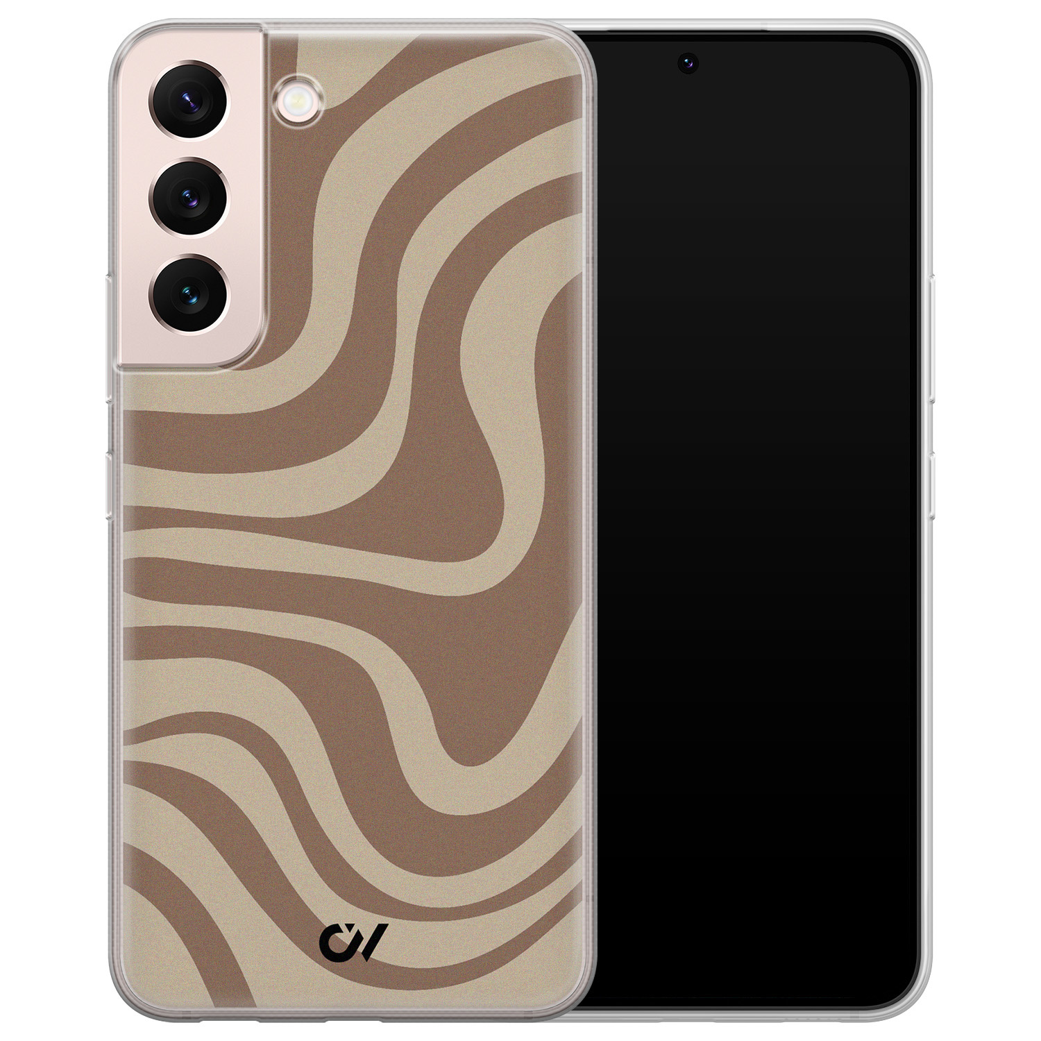 Casevibes Samsung Galaxy S22 hoesje siliconen - Brown Abstract Waves