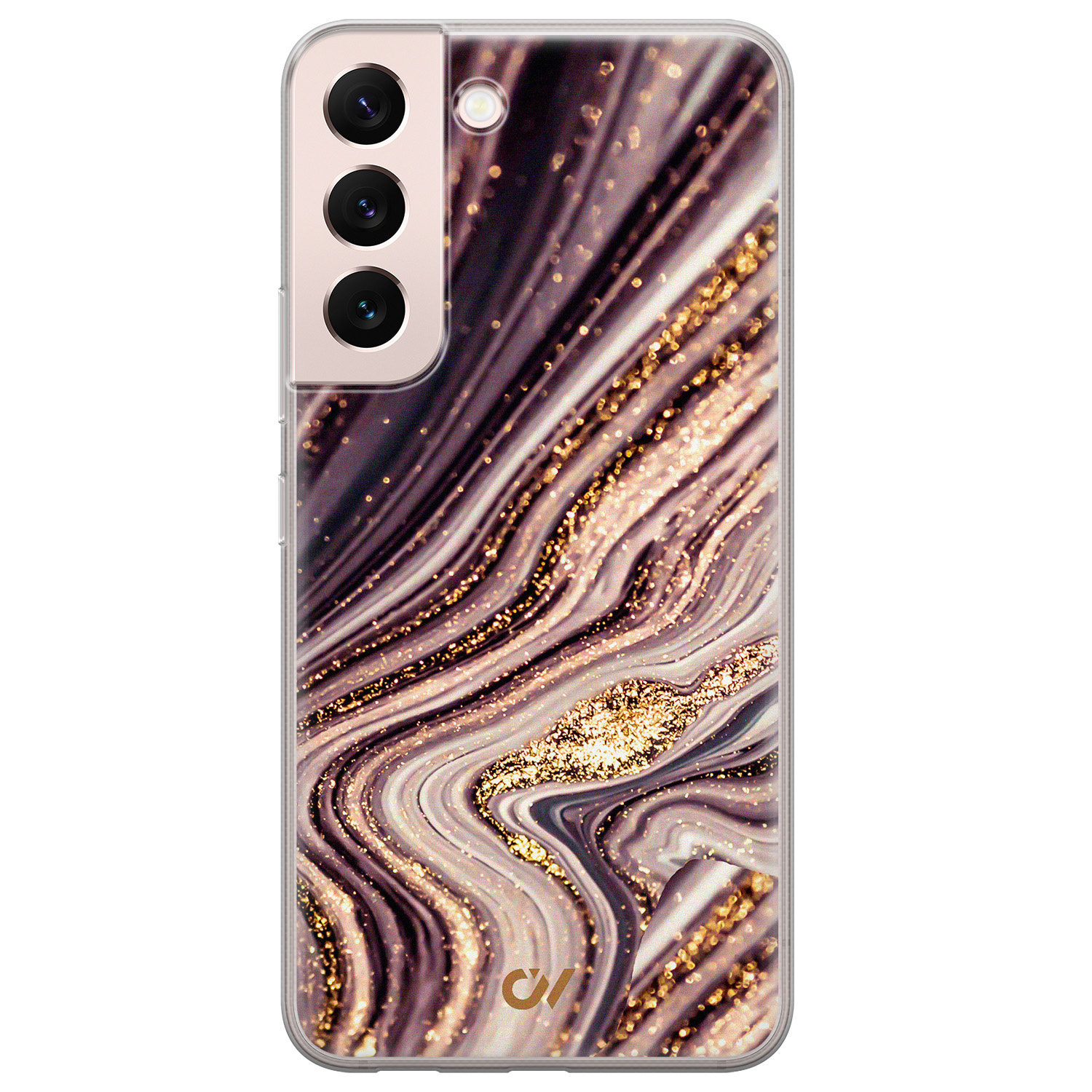 Casevibes Samsung Galaxy S22 hoesje siliconen - Golden Pink Marble