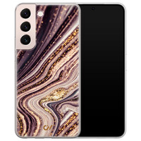 Casevibes Samsung Galaxy S22 hoesje siliconen - Golden Pink Marble