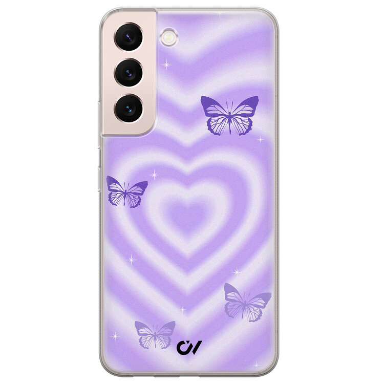 Casevibes Samsung Galaxy S22 hoesje siliconen - Retro Hart Vlinder