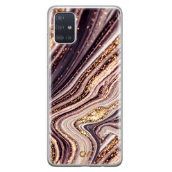 Casevibes Samsung Galaxy A51 hoesje siliconen - Golden Pink Marble