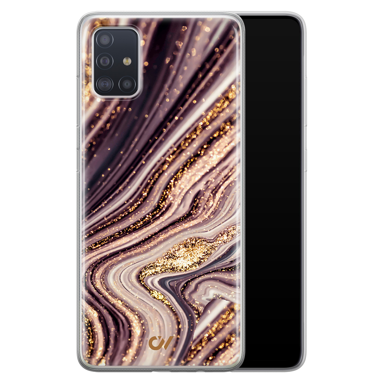 Casevibes Samsung Galaxy A51 hoesje siliconen - Golden Pink Marble