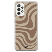 Casevibes Samsung Galaxy A52 hoesje siliconen - Brown Abstract Waves