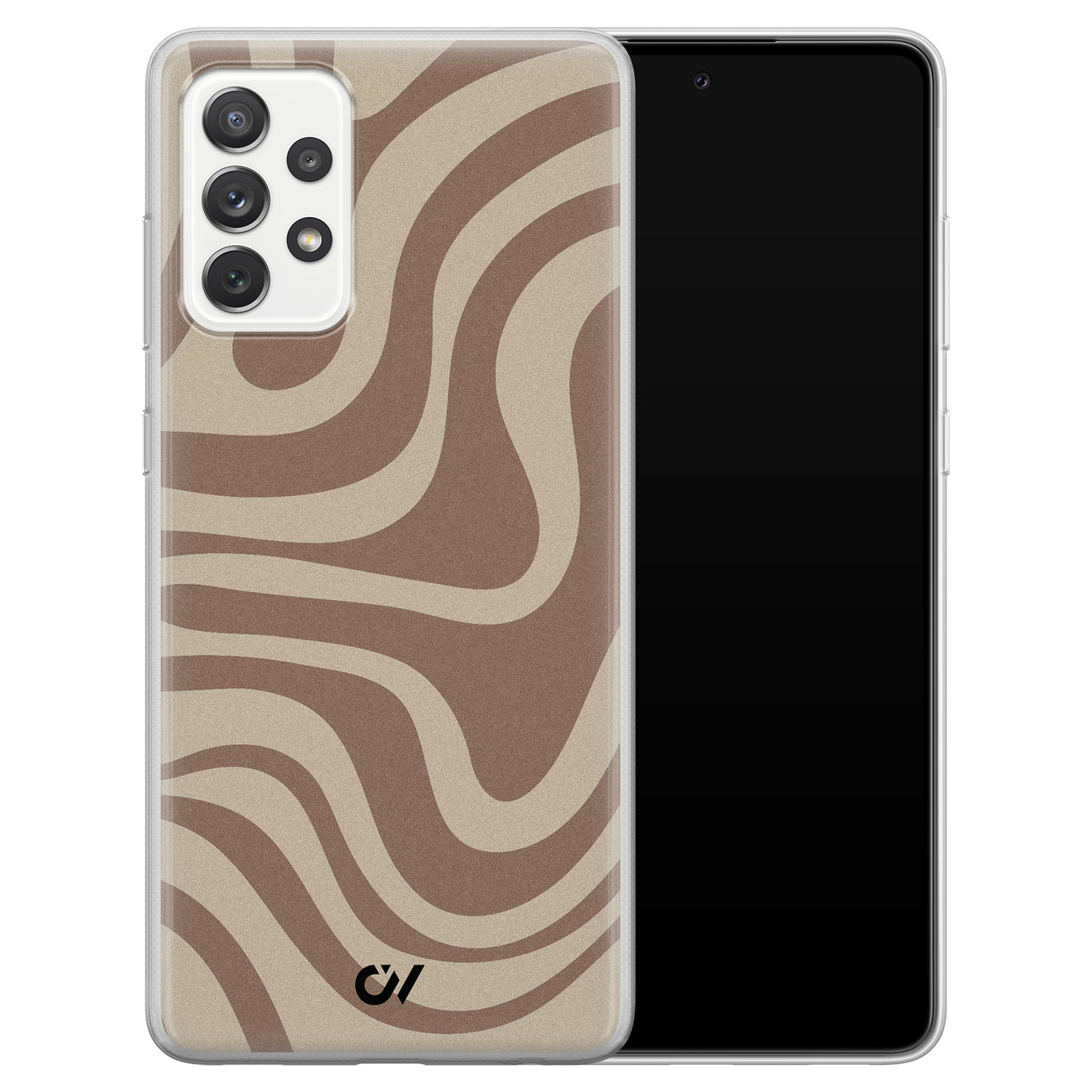 Casevibes Samsung Galaxy A52 hoesje siliconen - Brown Abstract Waves