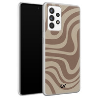 Casevibes Samsung Galaxy A52 hoesje siliconen - Brown Abstract Waves