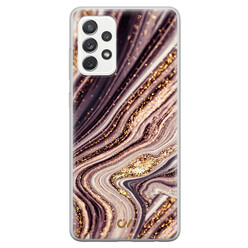 Casevibes Samsung Galaxy A52 hoesje siliconen - Golden Pink Marble