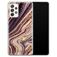 Casevibes Samsung Galaxy A52 hoesje siliconen - Golden Pink Marble