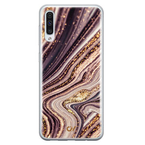Casevibes Samsung Galaxy A50 hoesje siliconen - Golden Pink Marble
