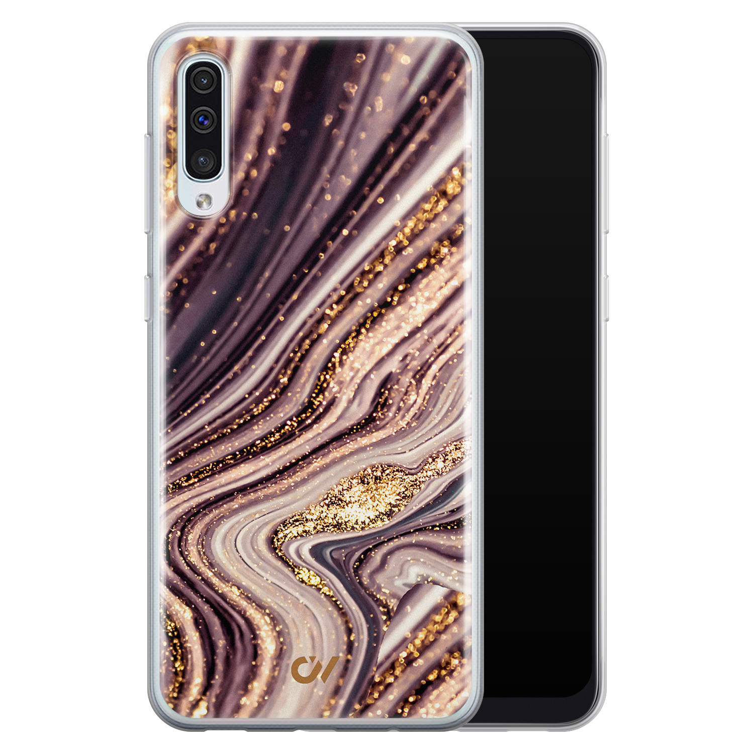 Casevibes Samsung Galaxy A50 hoesje siliconen - Golden Pink Marble