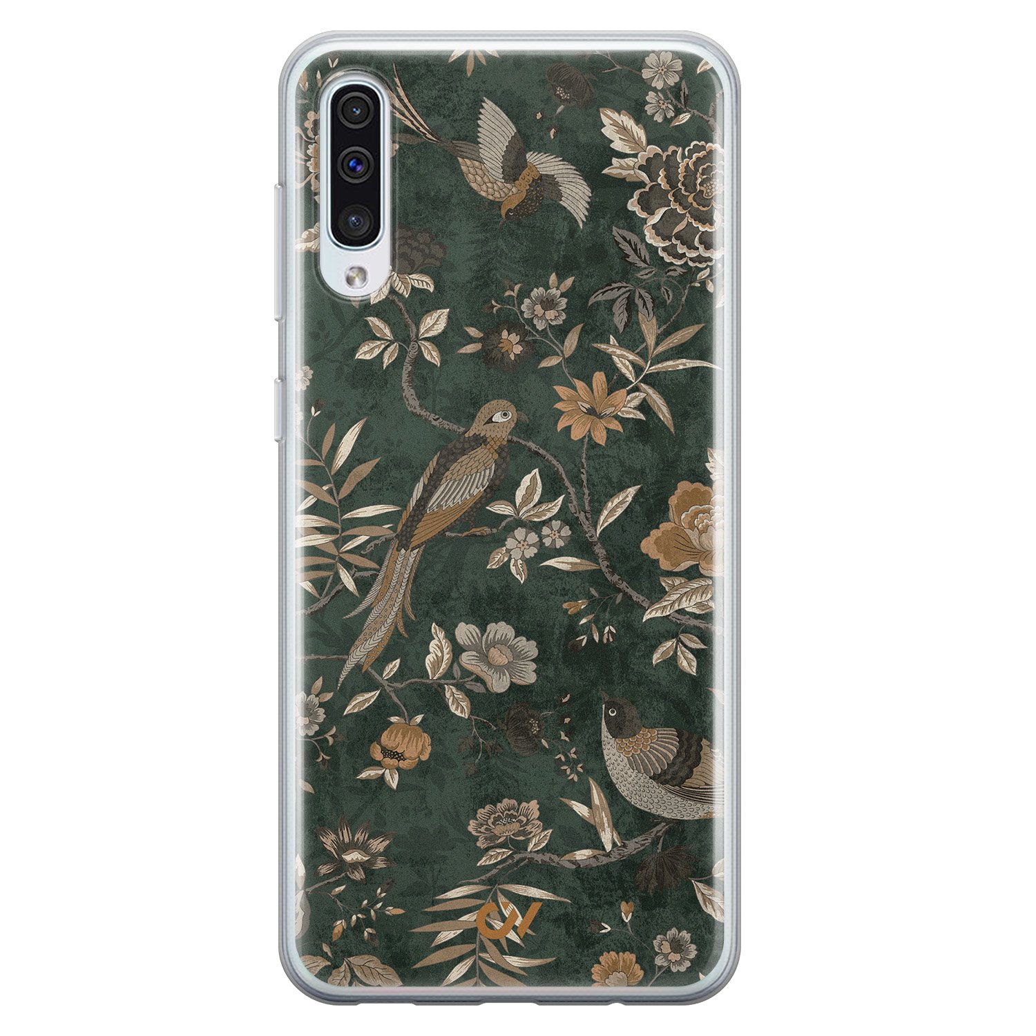 Casevibes Samsung Galaxy A50 hoesje siliconen - Khaki Golden Flowers