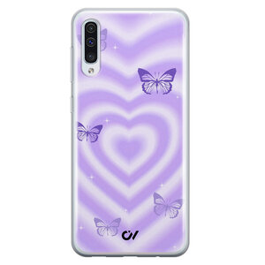 Casevibes Samsung Galaxy A50 hoesje siliconen - Retro Hart Vlinder