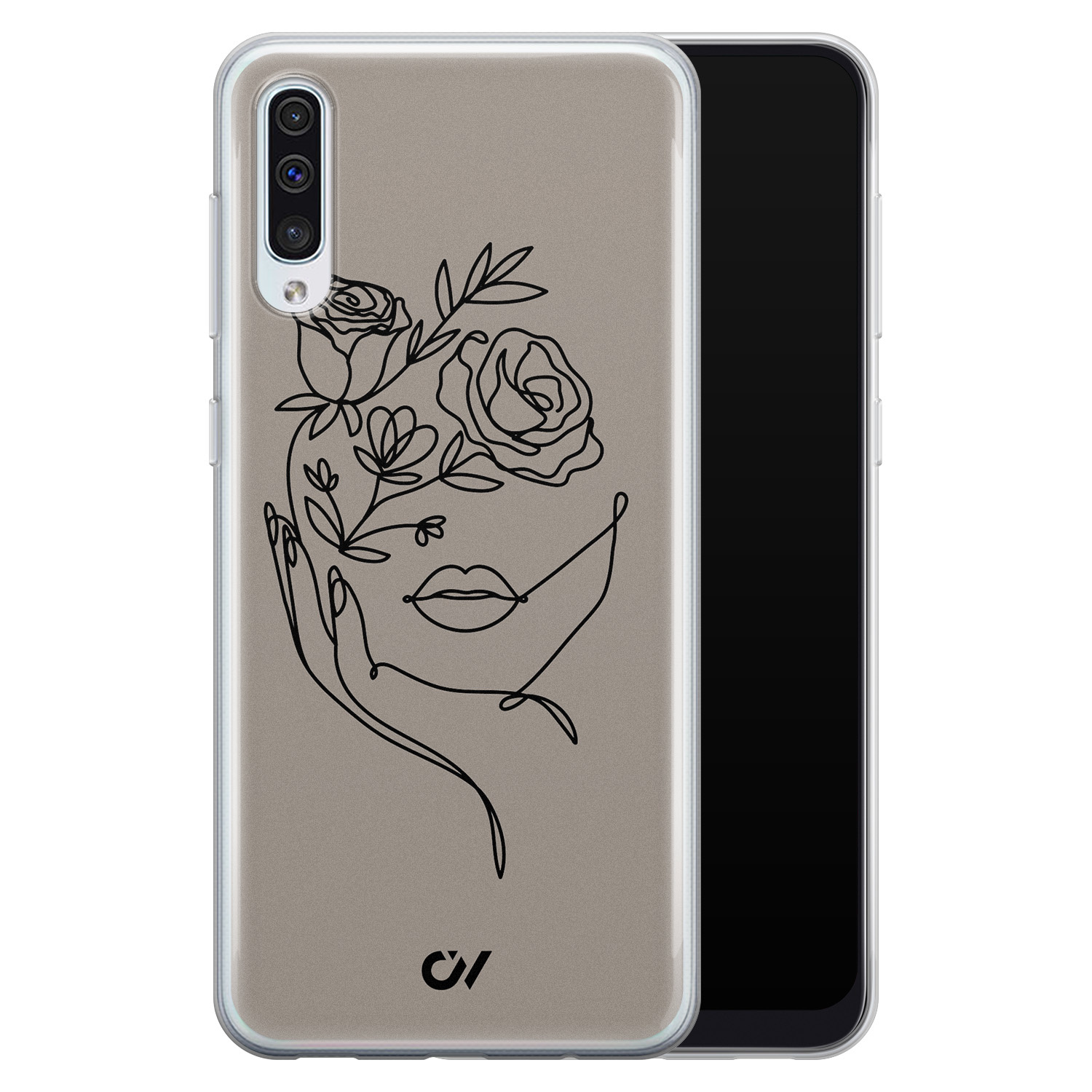 Casevibes Samsung Galaxy A50 hoesje siliconen - Oneline Face Flower