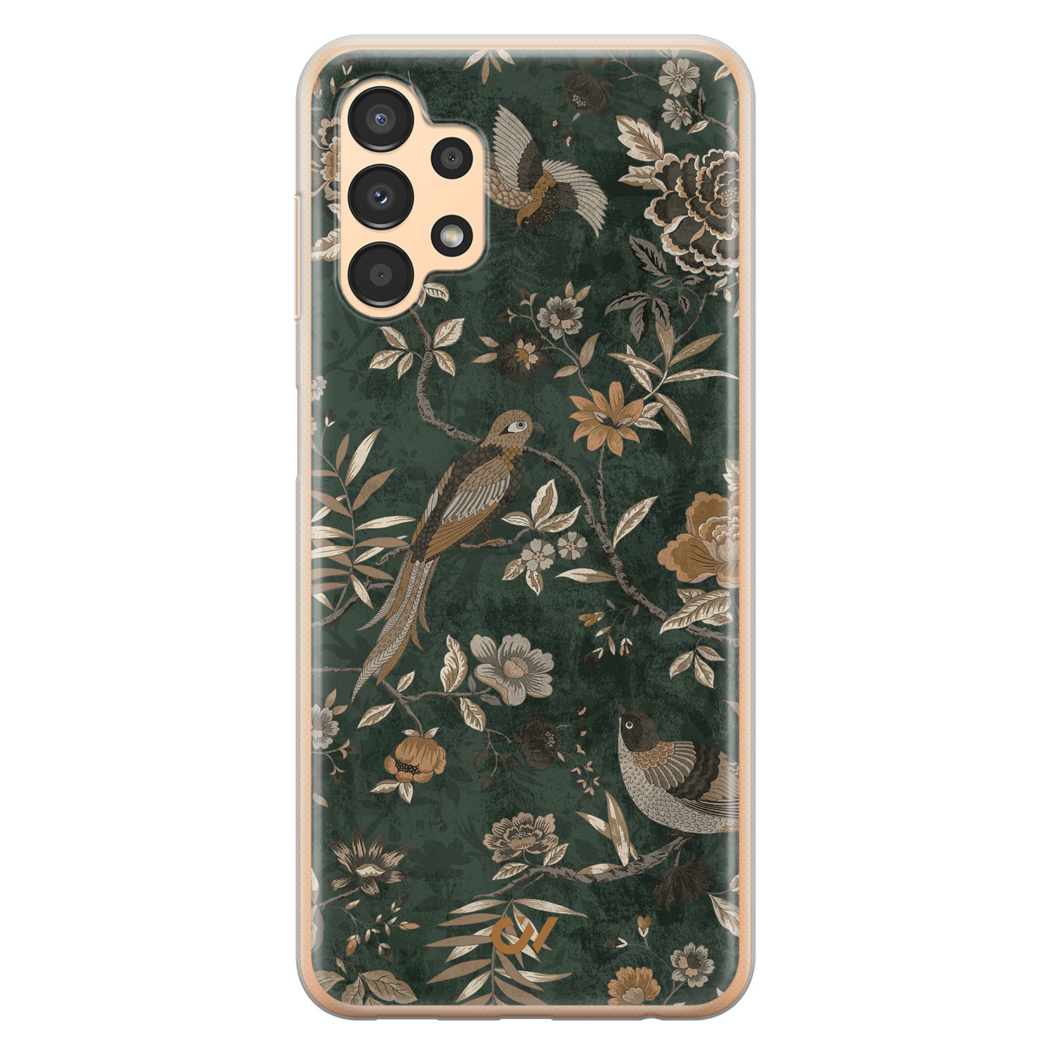 Casevibes Samsung Galaxy A13 4G hoesje siliconen - Khaki Golden Flowers