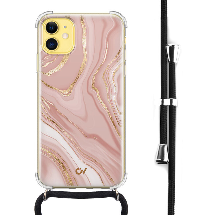 Casevibes iPhone 11 hoesje met koord - Rose Marble