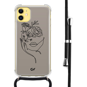 Casevibes iPhone 11 hoesje met koord - Oneline Face Flower