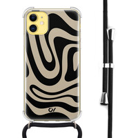 Casevibes iPhone 11 hoesje met koord - Abstract Black Waves