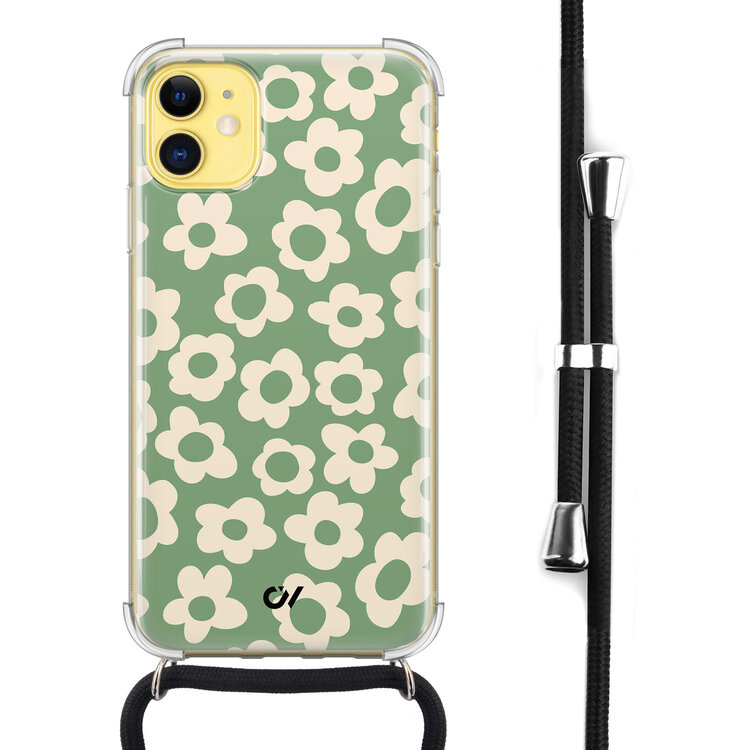 Casevibes iPhone 11 hoesje met koord - Retro Cute Flowers